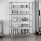 Thumbnail image #3 for Quantum WR63-2142C-5 5-Shelf Stationary Wire Shelving Starter Unit, 42"W x 21"D x 63"H, Chrome Plated
