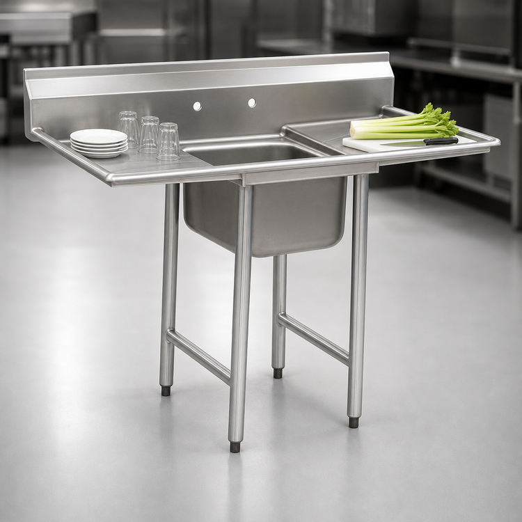 Product image #3 for Eagle Group 66-1/2-Inch Wide 1-Compartment Commercial Sink with Left and Right 24-Inch Drainboards