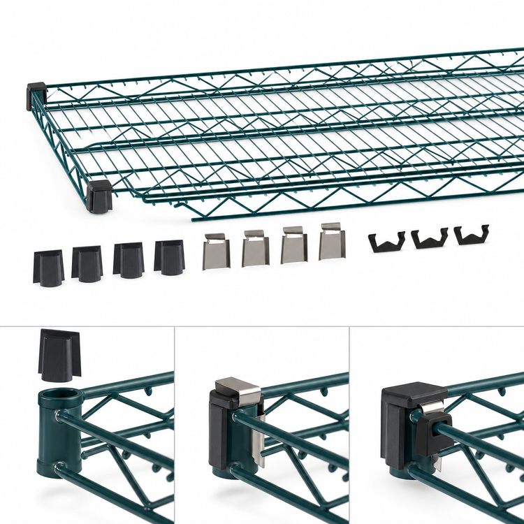 Product image #3 for Metro Super Erecta EZ-ADD 60"W x 24"D Wire Shelf with Corner Hardware, Metroseal Green