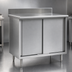 Thumbnail image #3 for Spec-Master Enclosed Work Table with Sliding Doors, 120-Inch W x 24-Inch D, Stainless Steel Top, and 4-1/2-Inch Backsplash