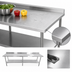 Thumbnail image #3 for Sapphire 108-Inch x 30-Inch 16-Gauge Stainless Steel Work Table with 5-Inch Backsplash, Beveled Square Edge, and Adjustable Undershelf