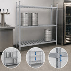 Thumbnail image #3 for Advance Tabco KR-80 3-Shelf Aluminum Keg Rack, 8-Keg Capacity, 80"W x 20"D x 76"H