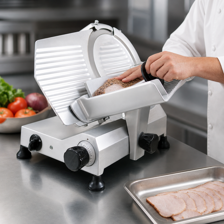 Product image #3 for Trento 12-Inch Manual Gravity Feed Commercial Meat Slicer, Belt-Driven, 1/3 HP, 120V