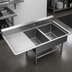 Thumbnail image #3 for John Boos Pro-Bowl 2-Compartment 14-Gauge Stainless Steel Sink with Left Drainboard, 20 x 28 x 14 Bowls