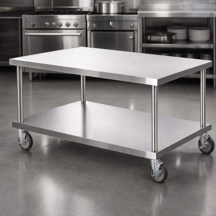 Product image #4 for Vollrath Heavy-Duty Stainless Steel Countertop Equipment Stand with Undershelf and 5-Inch Casters, 48 x 30 x 24 Inches