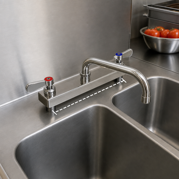 Product image #3 for BK Resources Evolution Deck Mount Manual Faucet with 8-Inch Centers and 6-Inch Swing Spout