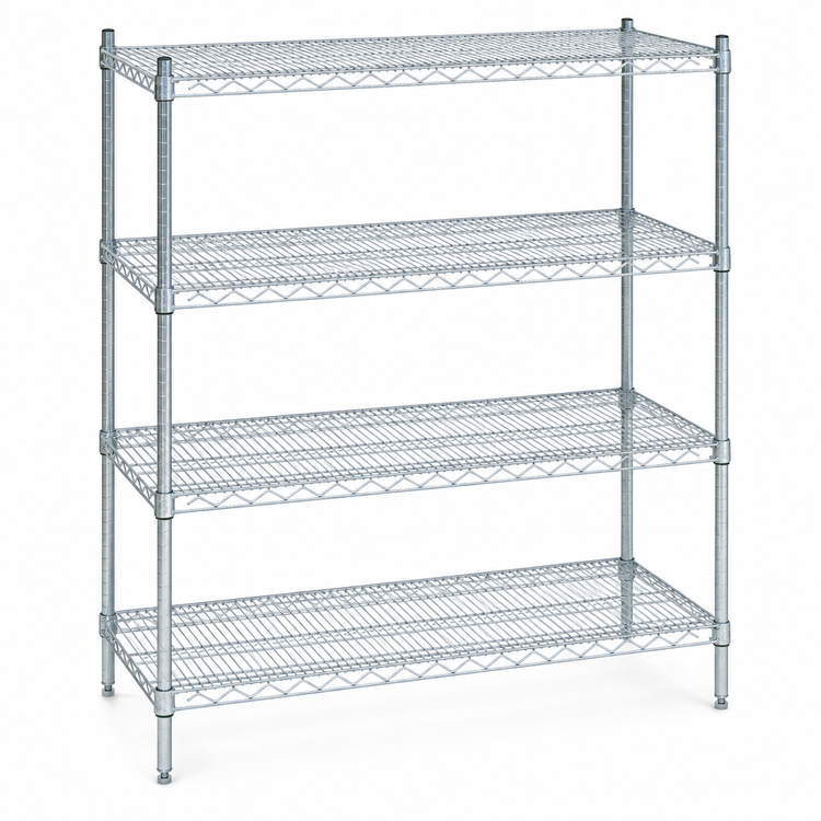 Product image #4 for EAGLEbrite Double-Mat Wire Shelving Starter Unit, 4-Tier, 48" W x 18" D x 63" H, Zinc Finish