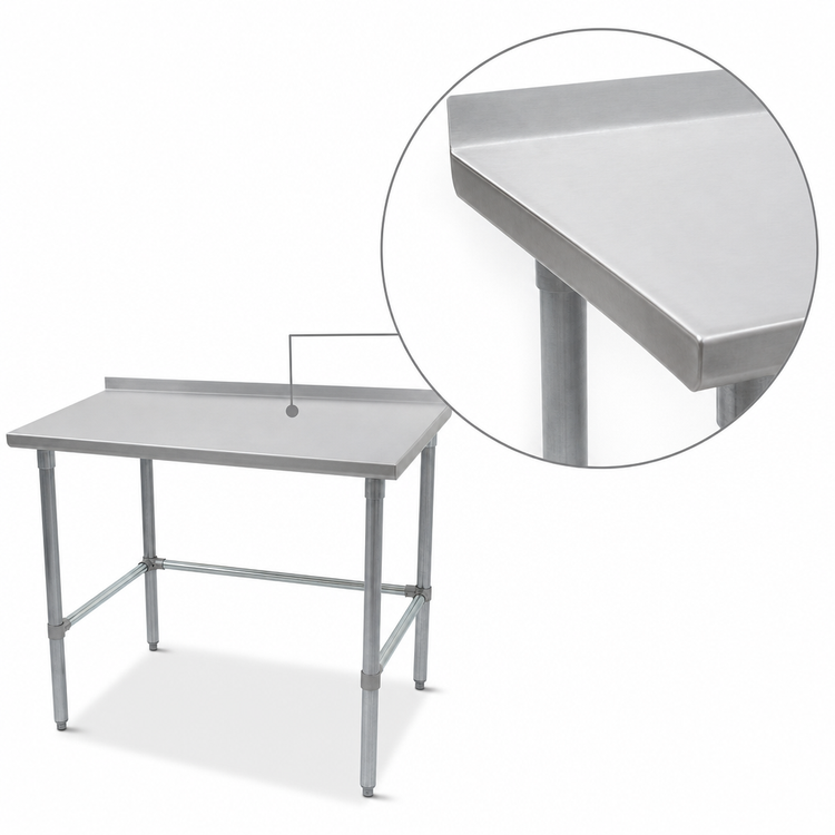 Product image #3 for John Boos Stallion 30" x 36" 14-Gauge Stainless Steel Corner Work Table with 1-1/2" Rear Up-Turn