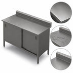 Thumbnail image #3 for John Boos EBHS4R5-24108 108 x 24 Inch Enclosed Stainless Steel Work Table, Cabinet Base, 14-Gauge 300 Series Top, 5-Inch Backsplash