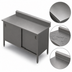 Thumbnail image #3 for John Boos 108 x 24 Inch Enclosed Work Table with Cabinet Base, Hinged Doors, 14-Gauge 300 Series Stainless Steel Top, 5 Inch Backsplash