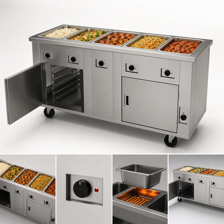Product image #3 for DineXpress DXP5HFHIB 5-Well Electric Hot Food Serving Counter with Heated Base