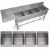 Thumbnail image #3 for John Boos Pro-Bowl 4-Compartment Sink with 24-Inch Left Drainboard, 124-3/16-Inch Wide, 14-Inch Deep Bowls