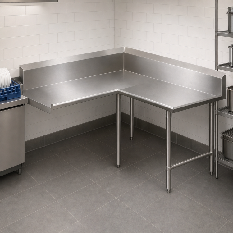 Product image #3 for John Boos Pro-Bowl 60" x 60" L-Shaped Corner Clean Dishtable, Left-to-Right Operation, 14 Gauge 304 Stainless Steel