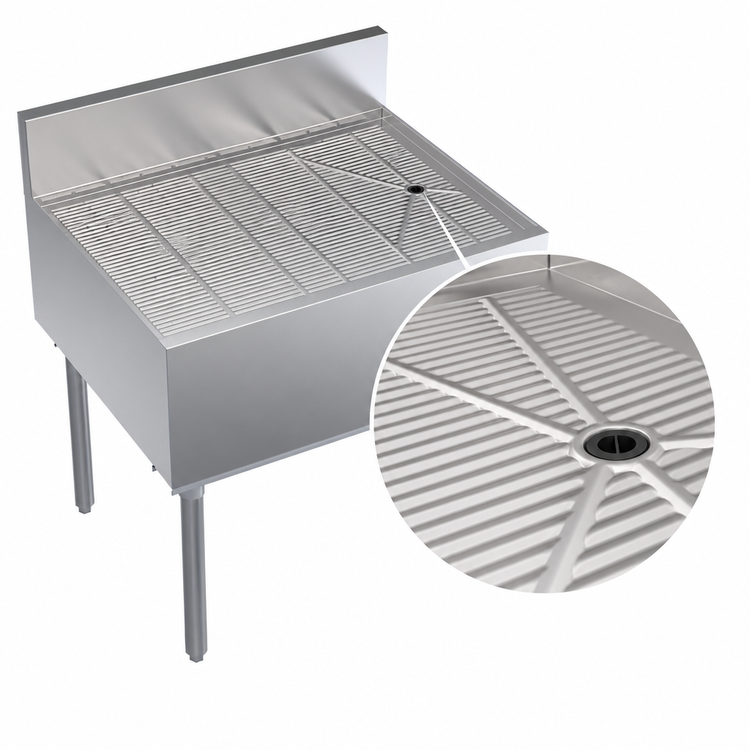 Product image #3 for Krowne Royal Series 30-Inch Freestanding Stainless Steel Underbar Drainboard