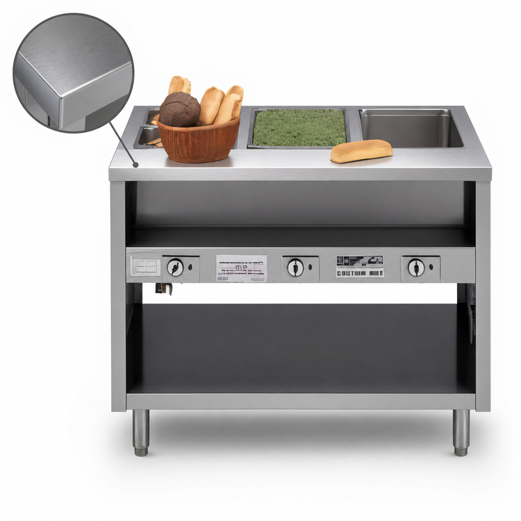 Product image #3 for Dinex ServeXpress DXPDME6SS 6-Well Stationary Electric Hot Food Counter with Semi-Enclosed Base