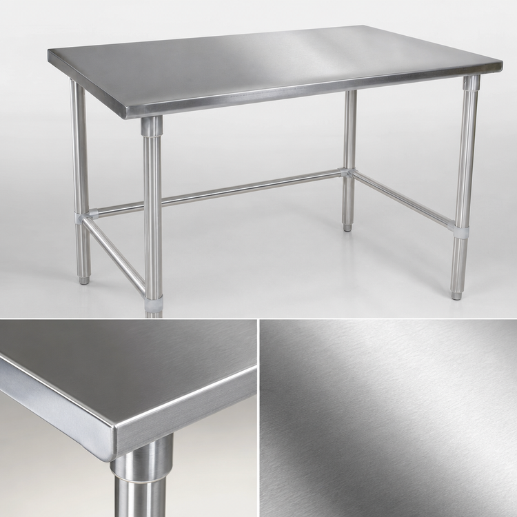 Product image #3 for John Boos 16-Gauge Stainless Steel Flat Top Work Table with Stallion Safety Edge, 84 x 48 Inches
