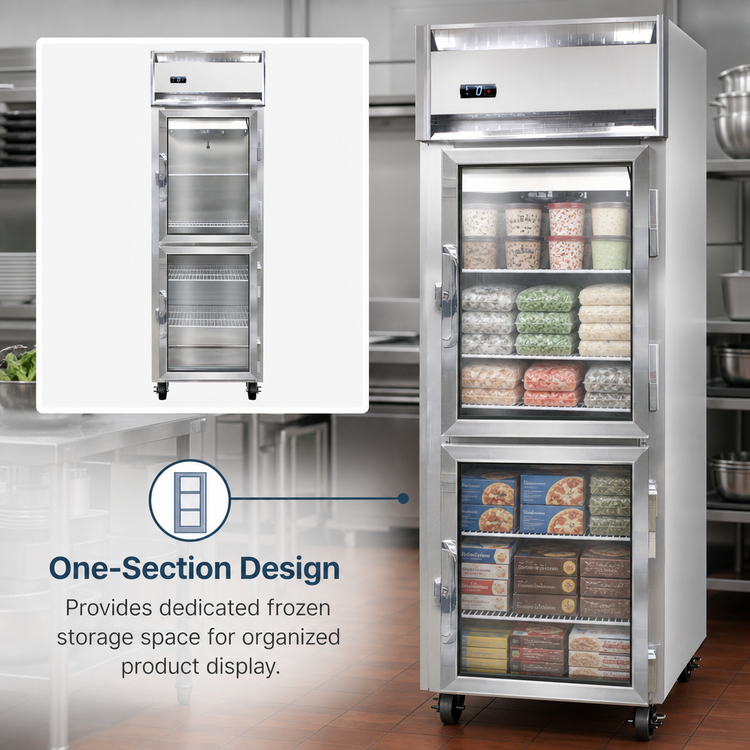 Product image #3 for Continental Refrigerator 1FNSAGDHD One-Section Display Freezer with Narrow Half Glass Doors
