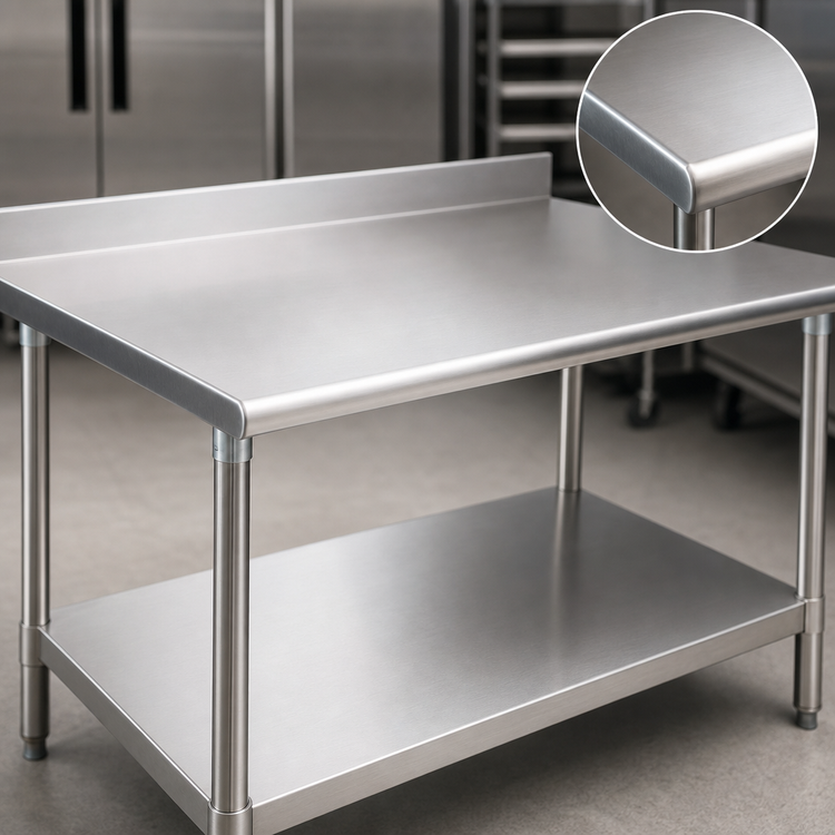 Product image #3 for Eagle Deluxe Series 72 x 24-Inch Stainless Steel Work Table with 4-1/2-Inch Backsplash and Undershelf