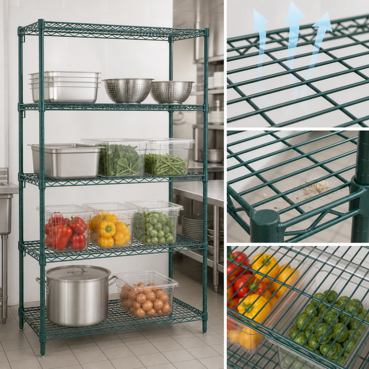 Product image #4 for Metro Super Adjustable Super Erecta 30"W x 24"D x 63"H 4-Shelf Wire Starter Shelving Unit, Green Metroseal 3 Epoxy-Coated