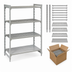 Thumbnail image #4 for Cambro Camshelving Premium 4-Tier Stationary Starter Shelving Unit, 18 x 36 x 64 Inches, 3 Vented and 1 Solid Shelf Plates, Speckled Gray