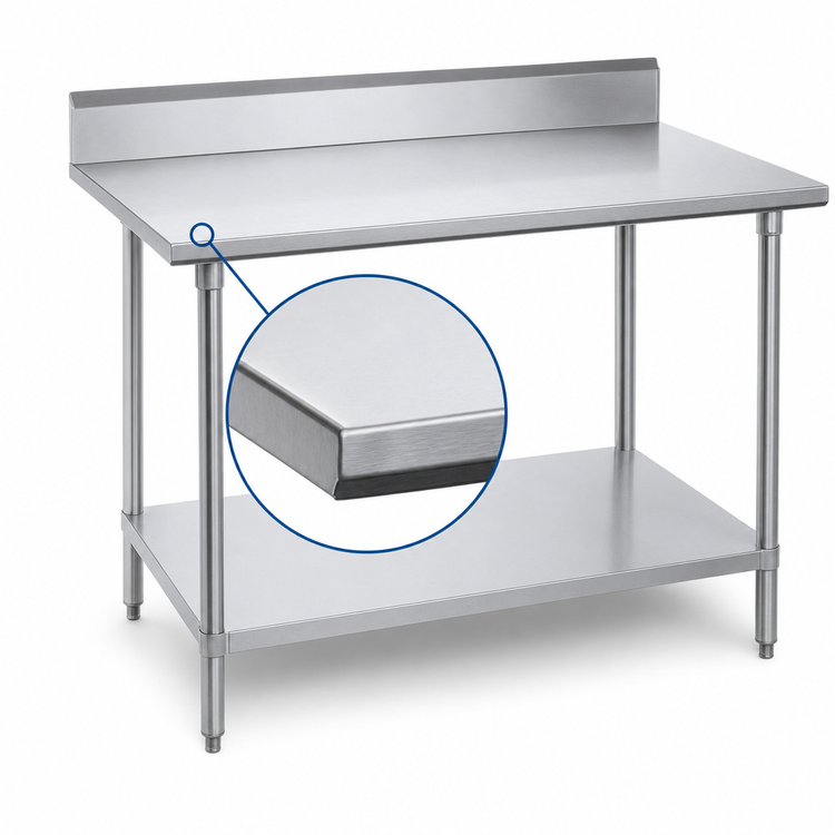 Product image #3 for Advance Tabco Premium Series Stainless Steel Work Table with 5-Inch Backsplash and Adjustable Undershelf, 84 x 24 Inches