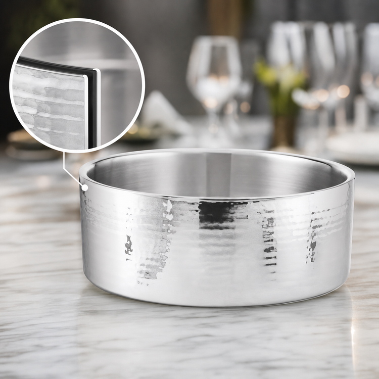 Product image #3 for American Metalcraft 14-Inch Double Wall Hammered Stainless Steel Serving Bowl