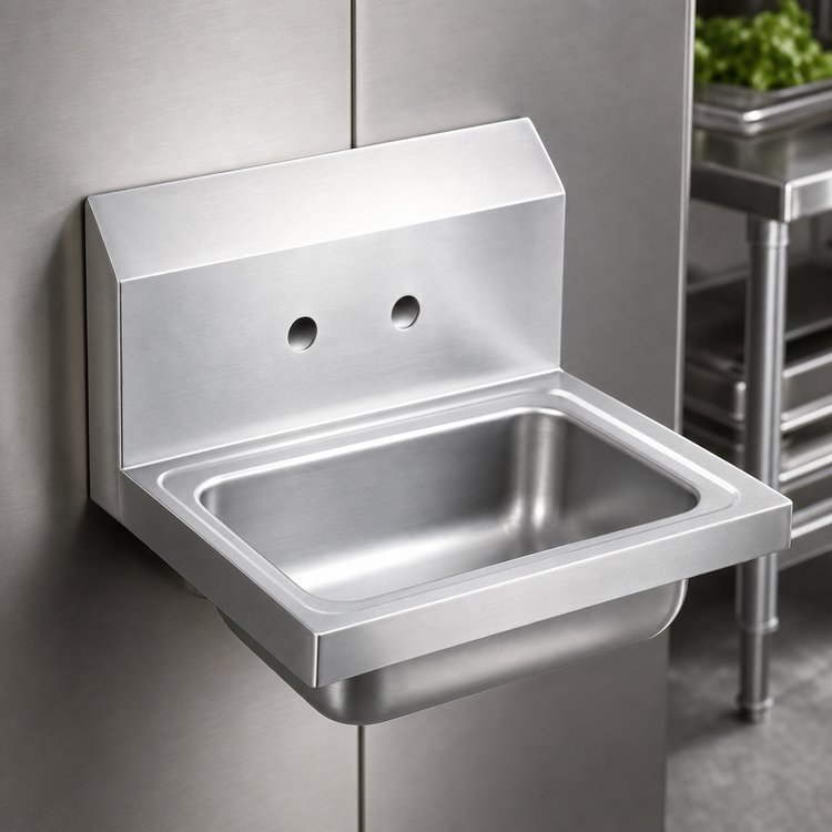 Product image #3 for Vollrath Wall-Mount Hand Sink with Strainer, 17 x 15 Inch, 2-Hole