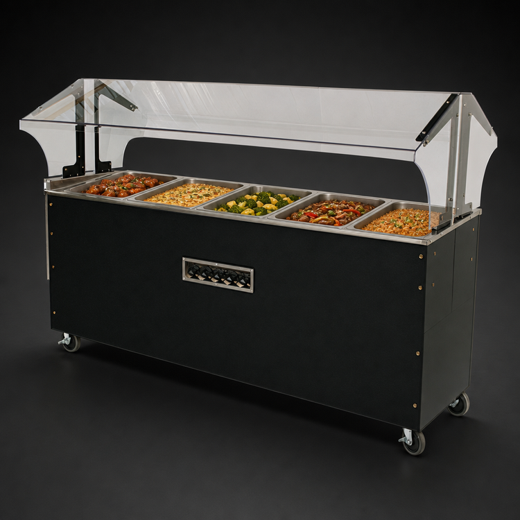 Product image #3 for Advance Tabco Triumph Supreme Portable Electric 5-Well Hot Food Buffet Table with Double-Sided Sneeze Guard