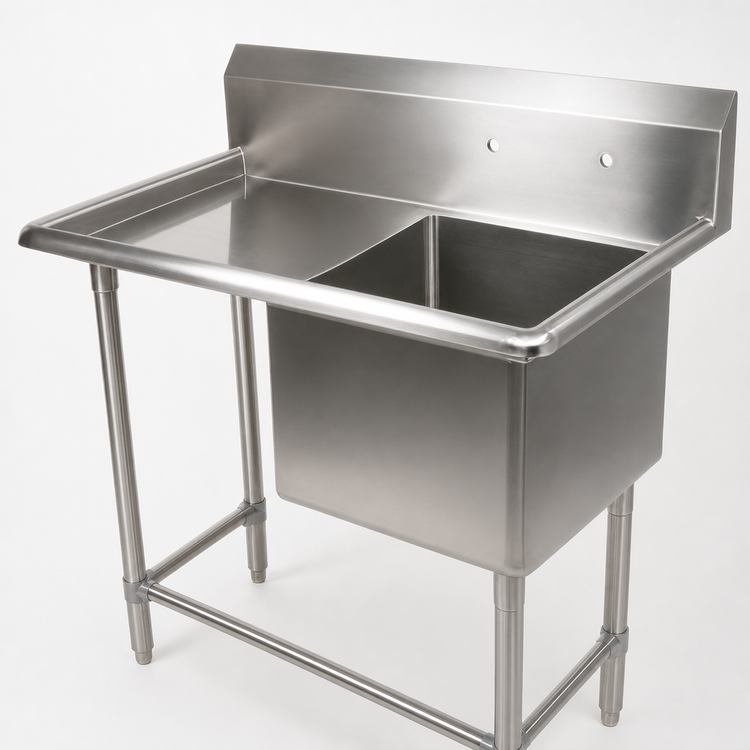 Product image #3 for John Boos Pro-Bowl 1-Compartment Stainless Steel Sink with 30-Inch Left Drainboard and 10-Inch Backsplash