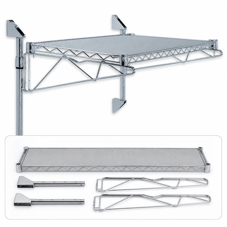 Product image #3 for Quantum Cantilever Single Shelf Wall-Mount Shelving Unit, 42 x 14 Inch, Gray Epoxy