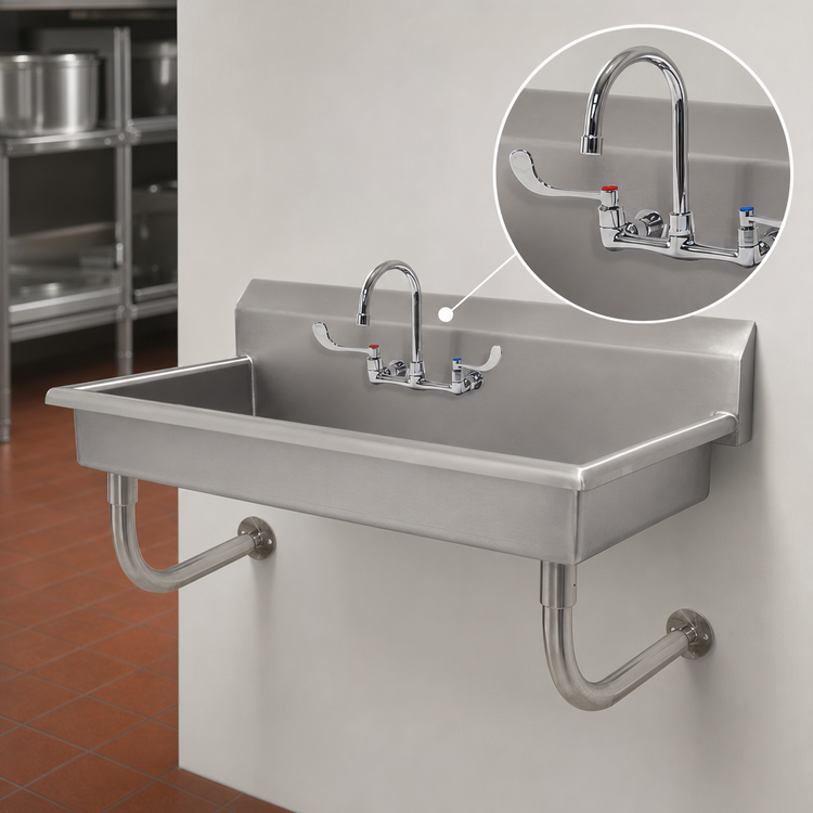 Product image #3 for Advance Tabco Wall-Mounted ADA-Compliant Hand Sink with 37" x 16" Bowl and Included Gooseneck Faucet