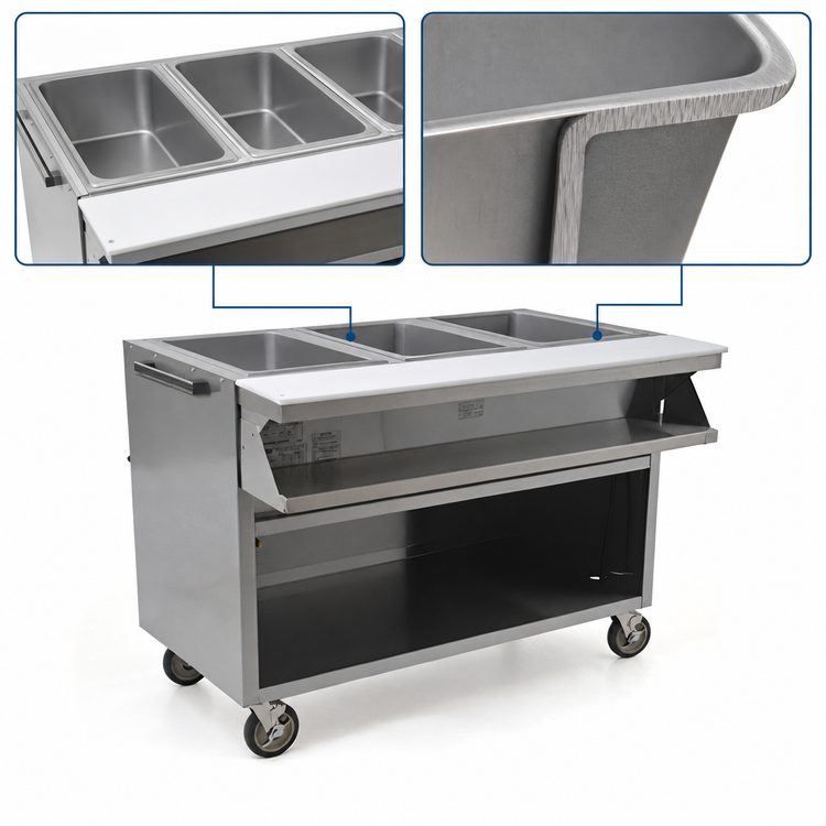 Product image #3 for Spec-Master SPHT3CB-208-3 48" 3-Pan Electric Mobile Sealed Well Hot Food Table with AutoFill