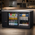 Thumbnail image #3 for Everest Refrigeration 68-Inch Two-Section Back Bar Refrigerator with Glass Sliding Doors, Stainless Steel Countertop, and Side-Mounted Self-Contained R290 Refrigeration