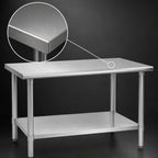 Thumbnail image #3 for Eagle Group Budget Series T3048B-3VP 48-Inch x 30-Inch 430 Stainless Steel Flat-Top Work Table with Adjustable Galvanized Undershelf Case of 3