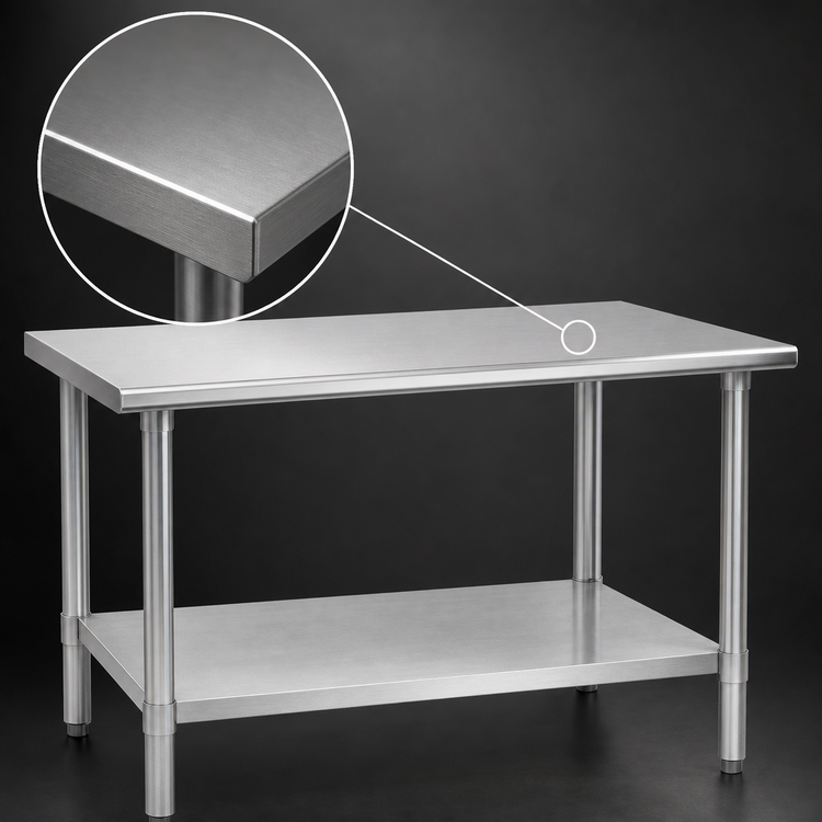 Product image #3 for Eagle Group Budget Series 48-Inch x 30-Inch 430 Stainless Steel Work Table with Adjustable Undershelf