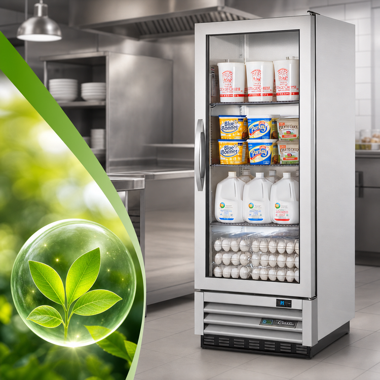 Product image #3 for True One-Section Framed Glass Swing Door Reach-In Refrigerator with Bottom-Mount, Self-Contained R290 Refrigeration