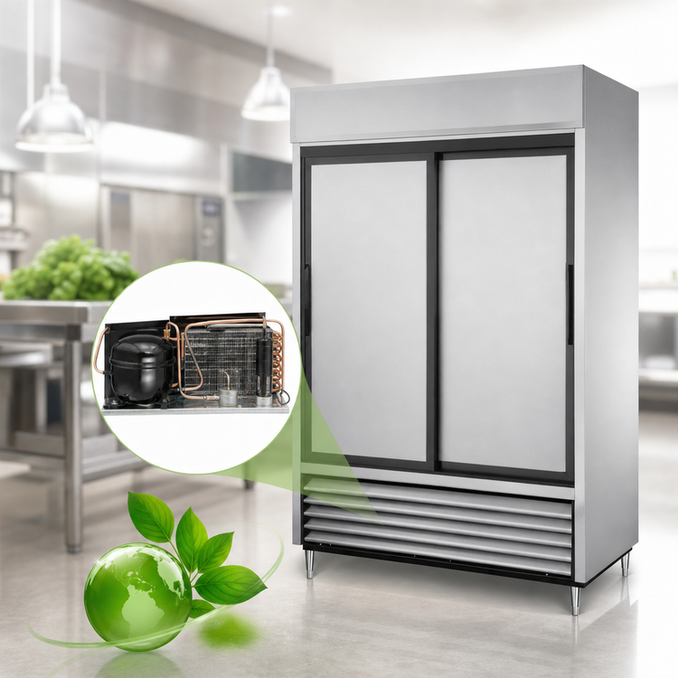 Product image #3 for True TSD-47-HC 2 Section Reach-In Refrigerator with Stainless Steel Solid Sliding Doors