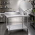 Thumbnail image #3 for 30 x 30 Inch Stainless Steel Corner Work Table with 5-Inch Backsplash and Adjustable Undershelf