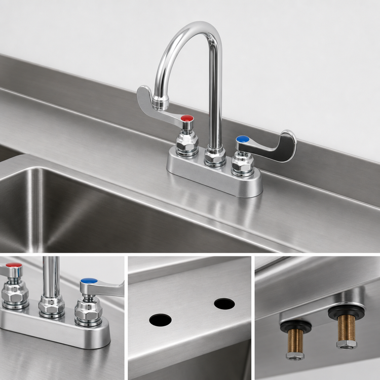 Product image #3 for T&S Brass B-1140-WH4 Deck Mount Workboard Mixing Faucet, 3-1/2" Centers, 5-3/4" Swivel Gooseneck, 2.2 GPM, 4" Wrist Handles