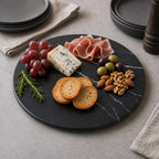 Thumbnail image #3 for American Metalcraft Naturals MB14 14-Inch Round Melamine Serving Board, Black Marble Pattern Case of 12