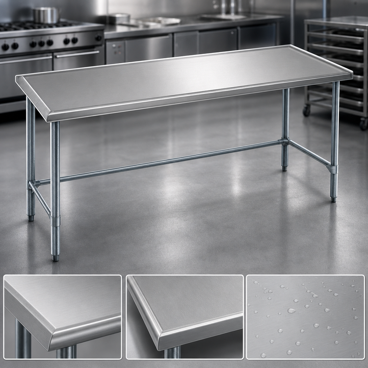 Product image #3 for Eagle Spec-Master Marine Series 108-Inch x 24-Inch 14-Gauge Stainless Steel Work Table with Galvanized Base