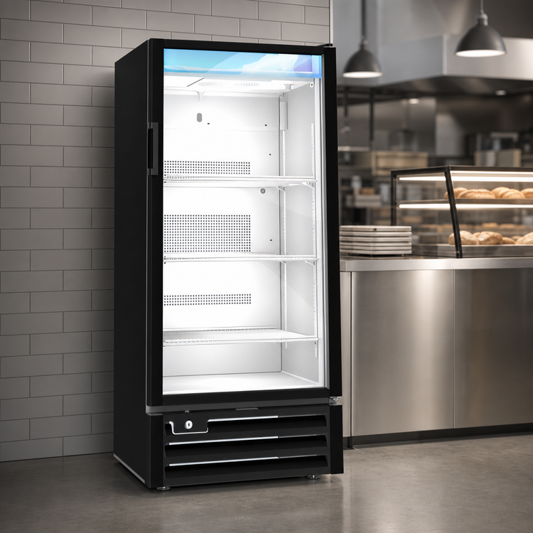 Product image #3 for Hoshizaki One-Section Black Reach-In Glass Door Refrigerated Merchandiser, Bottom-Mount, 10 Cu. Ft.