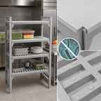Thumbnail image #4 for Cambro Camshelving® Premium CPSK2124VS4480 4-Shelf Vented & Solid Polymer Shelving Kit, 21" Deep x 24" Wide, Speckled Gray