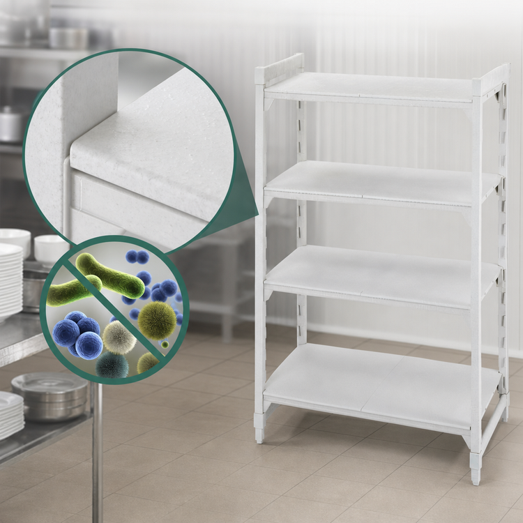 Product image #4 for Cambro Camshelving Premium 21-Inch Deep 72-Inch Long 84-Inch High 4-Tier Solid Stationary Starter Shelving Unit
