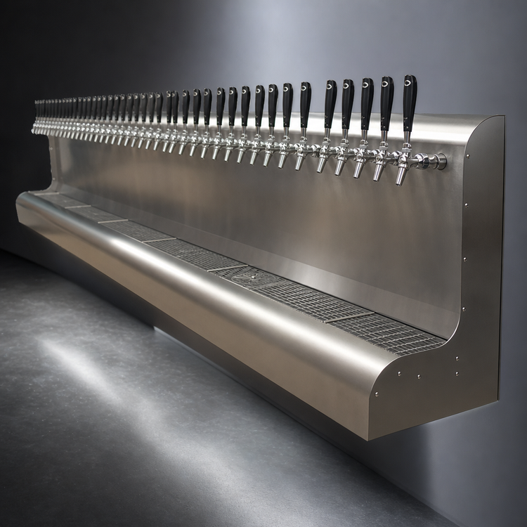Product image #3 for Perlick 4076BK25 Modular Wall Mount Glycol-Cooled Draft Beer Dispensing Tower with 25 Faucets and 1/4" Beer Line Fittings