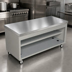 Thumbnail image #3 for Duke Manufacturing Thurmaduke TST-74PG 74"W Mobile Solid Top Utility Counter, Stainless Steel Top, Undershelves
