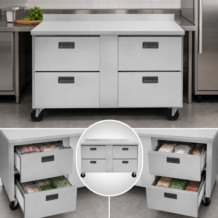 Product image #3 for Traulsen Centerline 60-Inch Two-Section Compact Undercounter Worktop Freezer with 4 Drawers