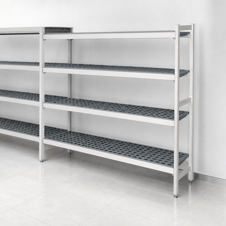 Product image #3 for Fermostock 4-Tier Polymer Shelving Expansion Kit, 64" W x 22" D x 66" H, Gray