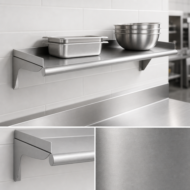 Product image #3 for Eagle Group 24 Inch W x 12 Inch D Wall-Mounted Shelf, 16-Gauge 430 Stainless Steel