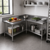 Thumbnail image #3 for John Boos L-Shaped Corner Stainless Steel Work Table with 5-Inch Backsplash and Adjustable Undershelf